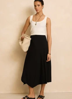 Black Jersey Asymmetric Skirt