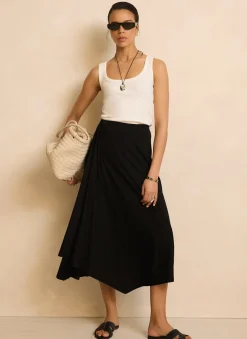Black Jersey Asymmetric Skirt