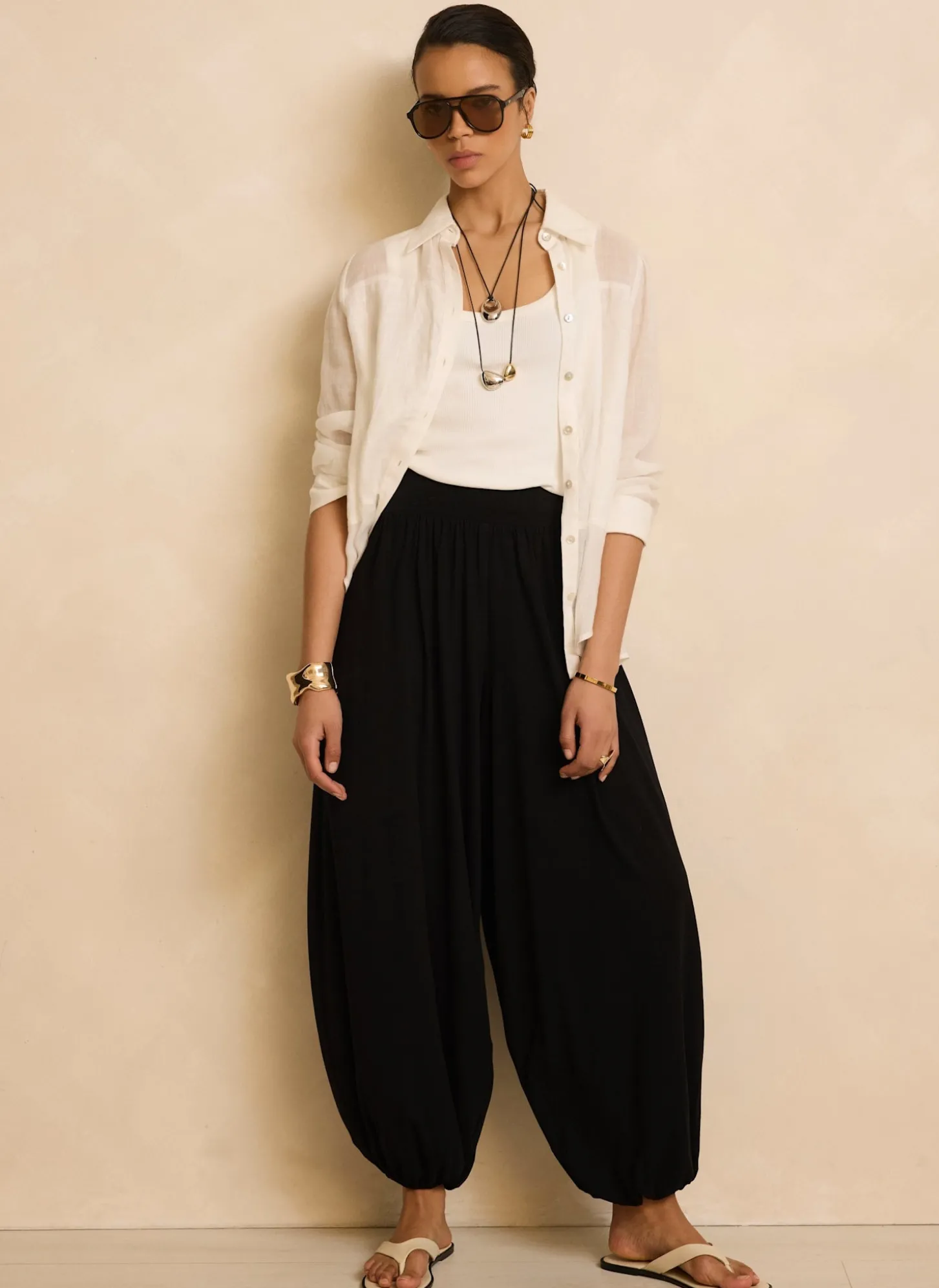 Black Jersey Balloon Trousers
