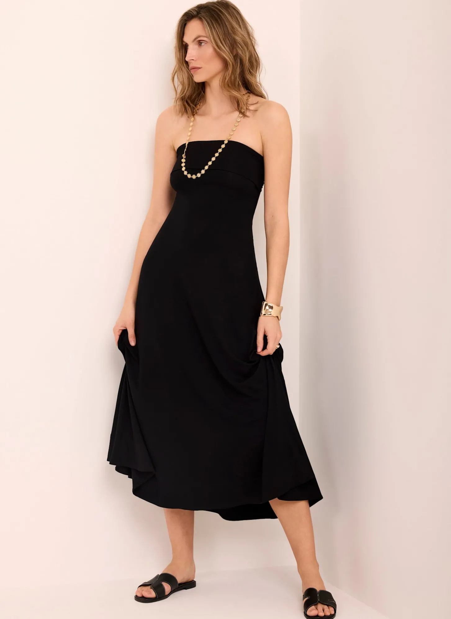Black Jersey Bandeau Maxi Dress