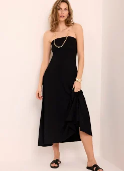 Black Jersey Bandeau Maxi Dress