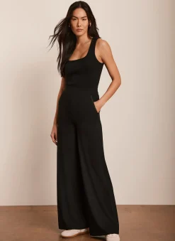 Black Jersey Palazzo Wide Leg Trousers