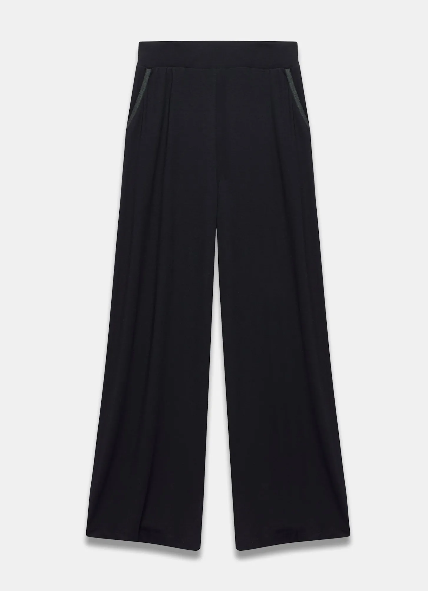 Black Jersey Palazzo Wide Leg Trousers