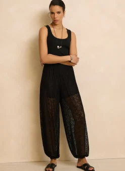 Black Lace Balloon Trousers