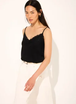 Black Lace Detail Camisole Top