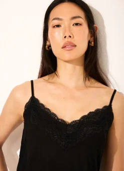 Black Lace Detail Camisole Top