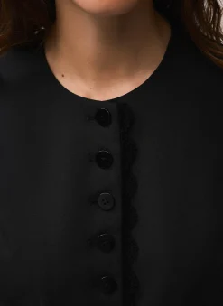 Black Lace Trim Waistcoat