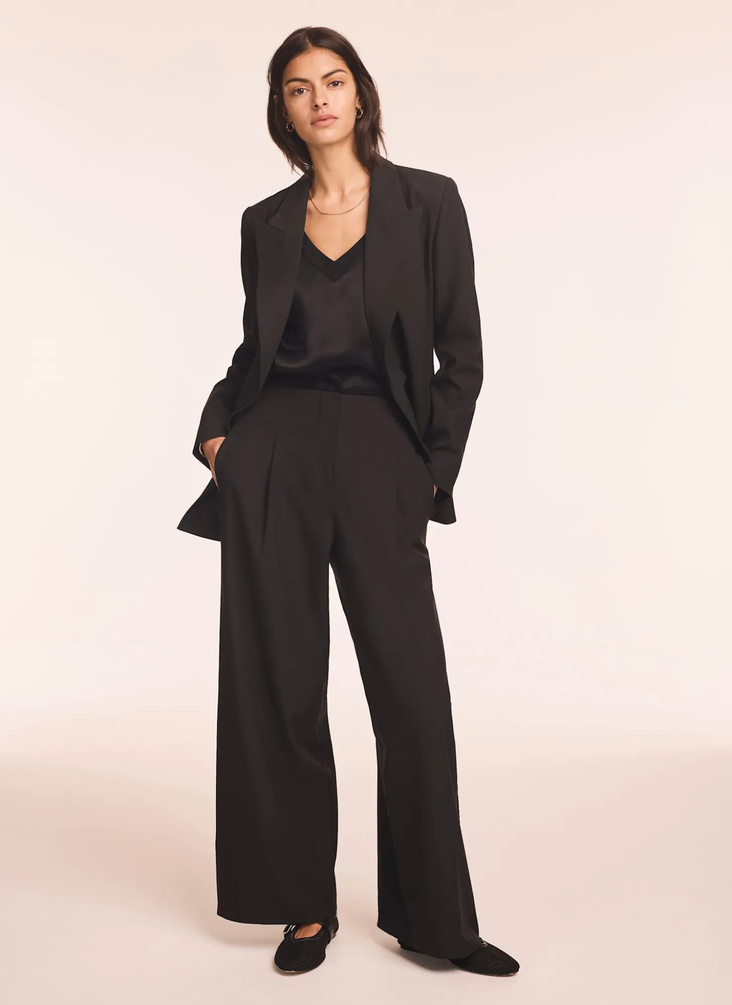 Black Lace Trim Wide Trousers