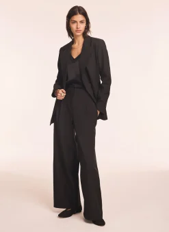 Black Lace Trim Wide Trousers