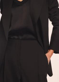 Black Lace Trim Wide Trousers