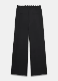 Black Lace Trim Wide Trousers