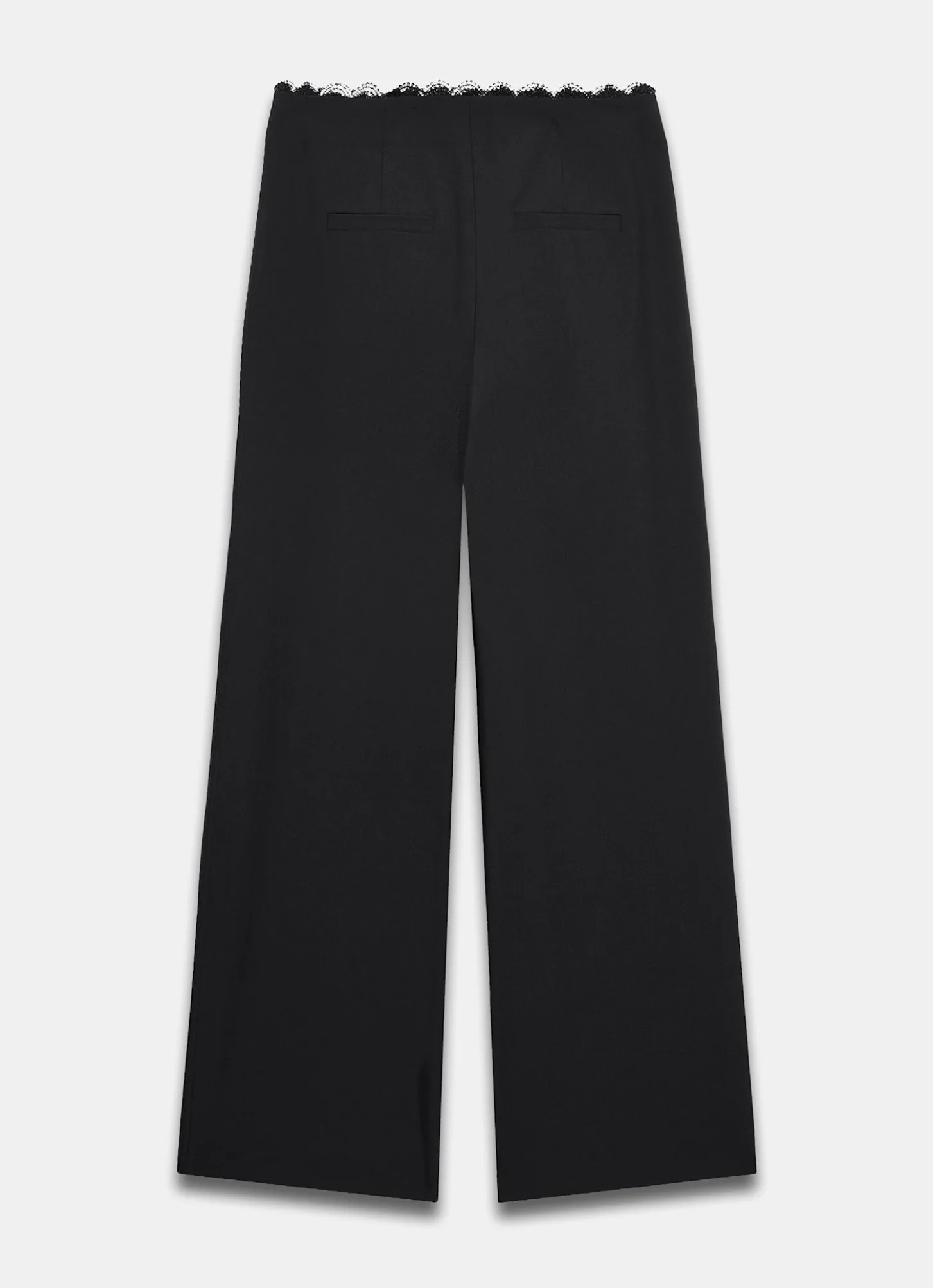 Black Lace Trim Wide Trousers