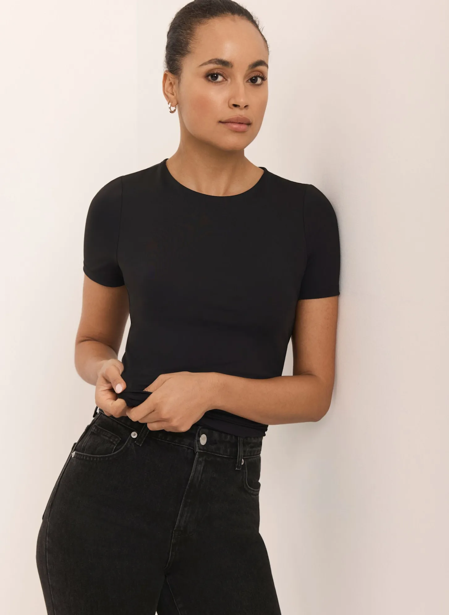 Black Layering Short Sleeve Top