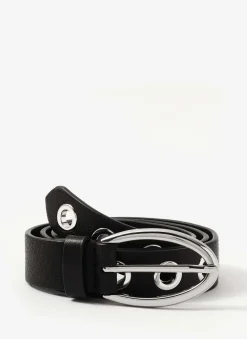 Black Leather Eyelet Belt