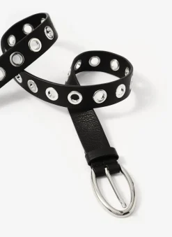 Black Leather Eyelet Belt