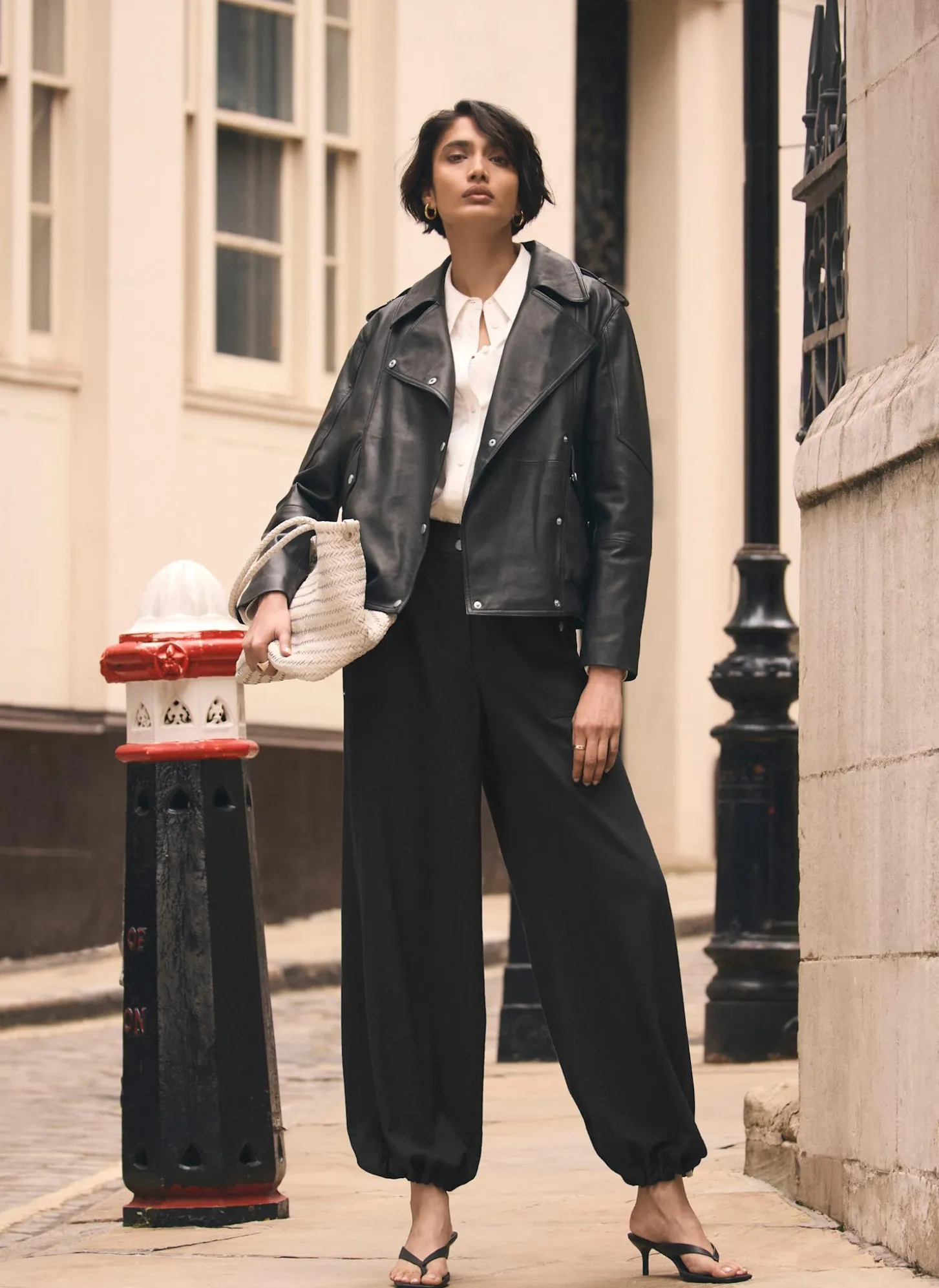 Black Leather Relaxed Biker Jacket