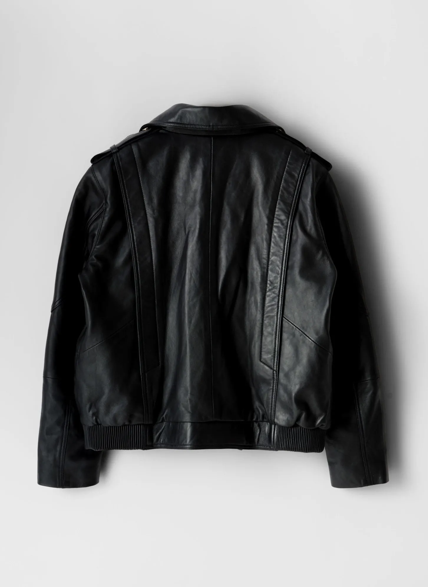 Black Leather Relaxed Biker Jacket