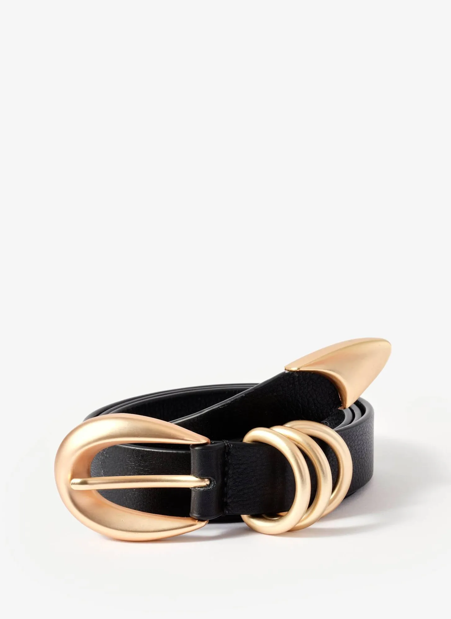 Black Leather Slim Belt