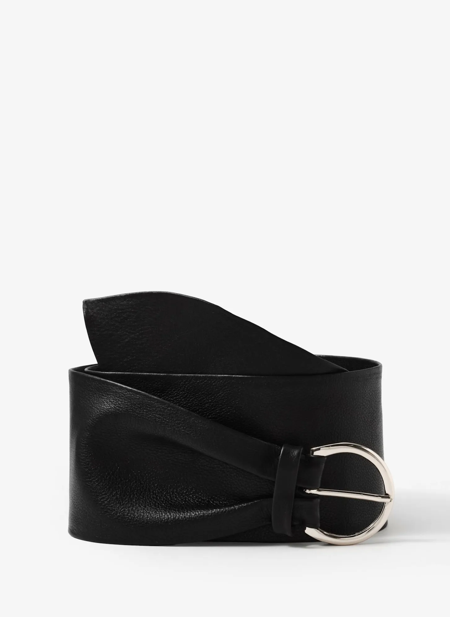 Black Leather Soft Wide Waist Belt