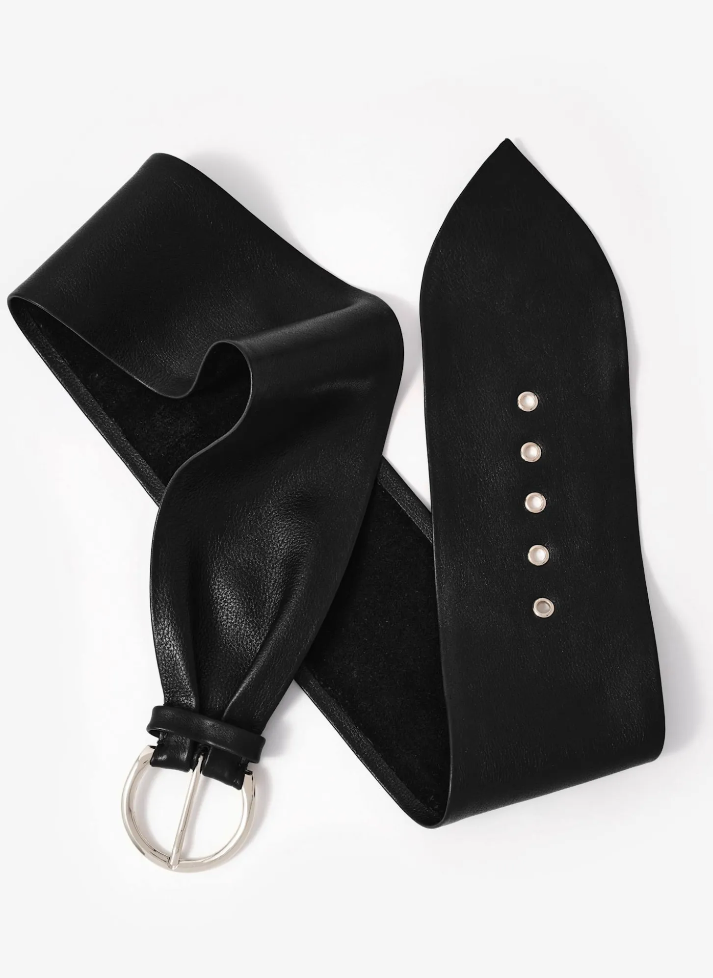 Black Leather Soft Wide Waist Belt