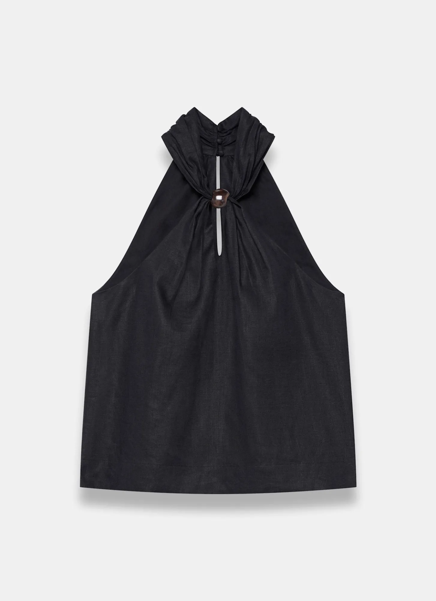 Black Linen Halter Top