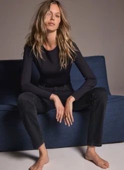 Black Long Sleeve Layering Top