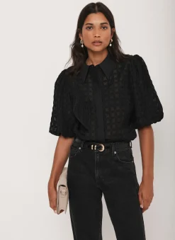 Black Petal Detail Shirt