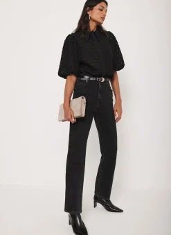 Black Petal Detail Shirt