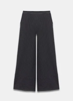 Black Pinstripe Wide Trousers