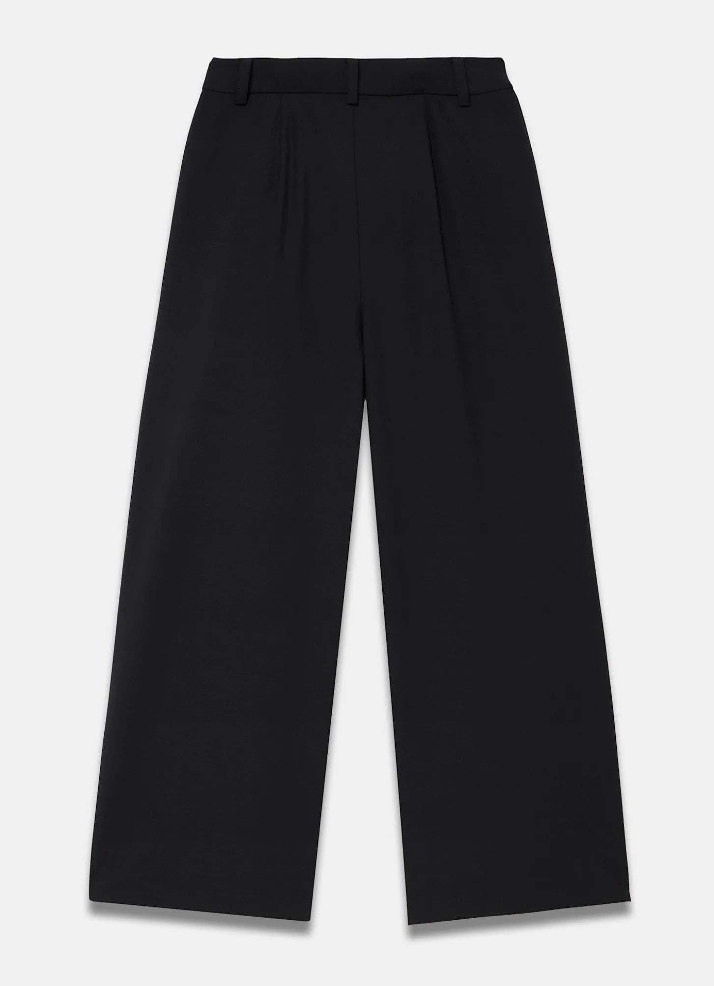 Black Pleat Detail Crop Wide Trousers
