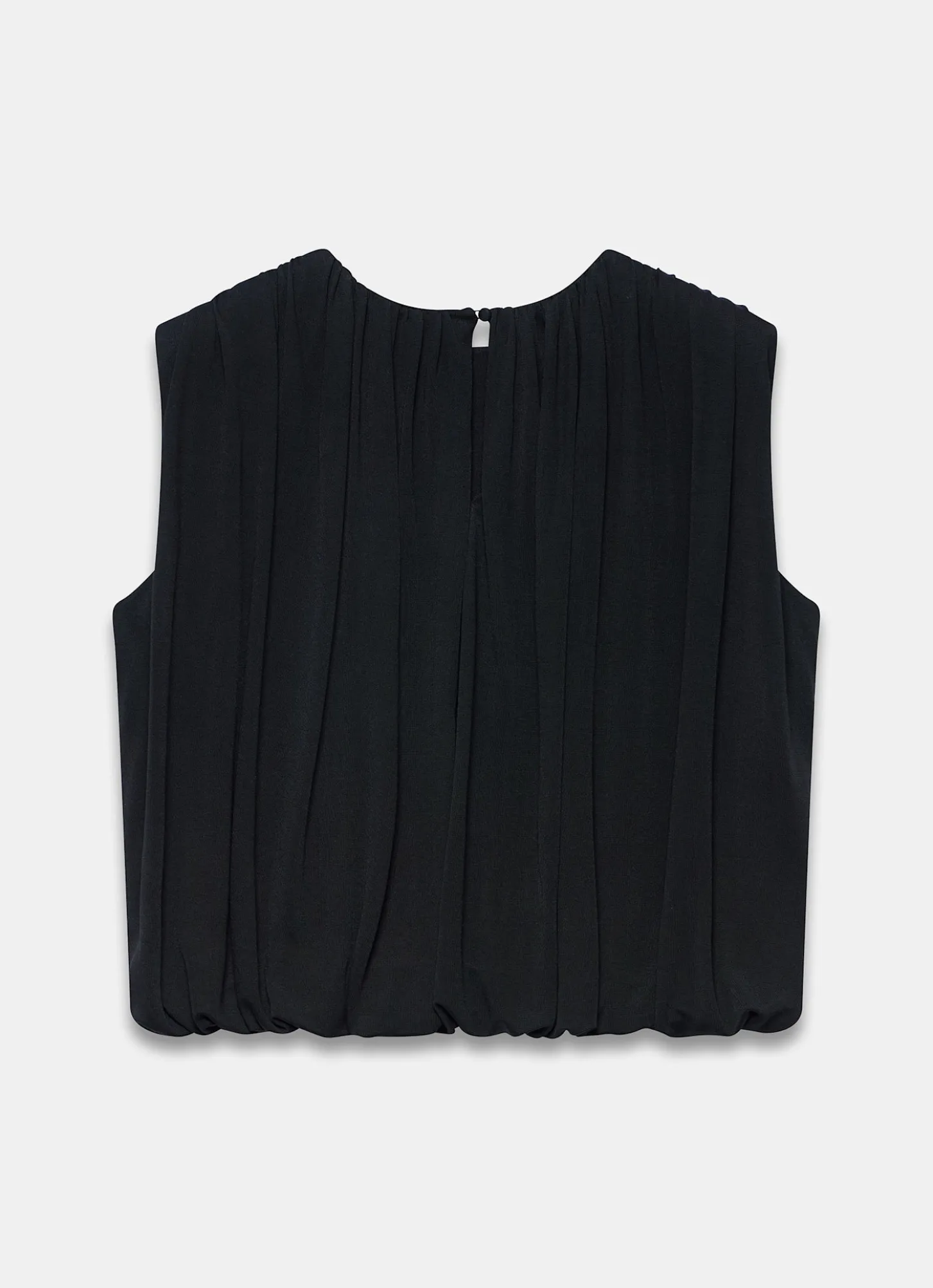 Black Pleated Bubble Hem Top