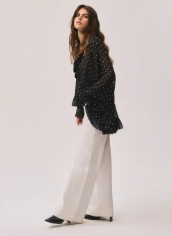 Black Polka Dot Print Blouse