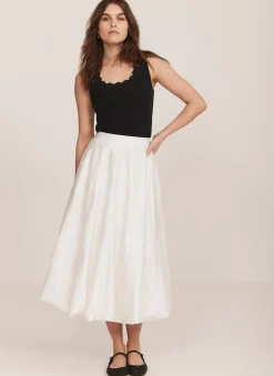 Black Scallop Trim Vest Top
