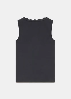 Black Scallop Trim Vest Top