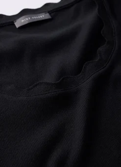 Black Scallop Trim Vest Top