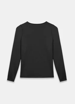 Black Scoop Neck Long Sleeve Top