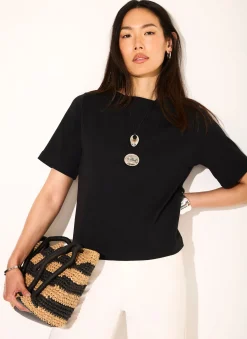 Black Slash Neck T Shirt
