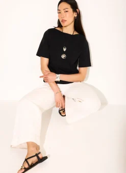 Black Slash Neck T Shirt