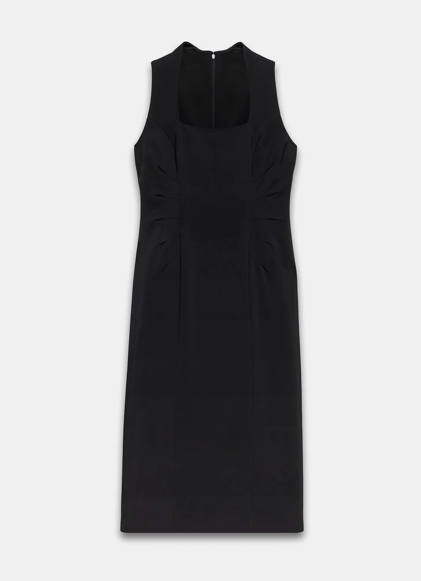Black Sleeveless Fitted Midi Dress