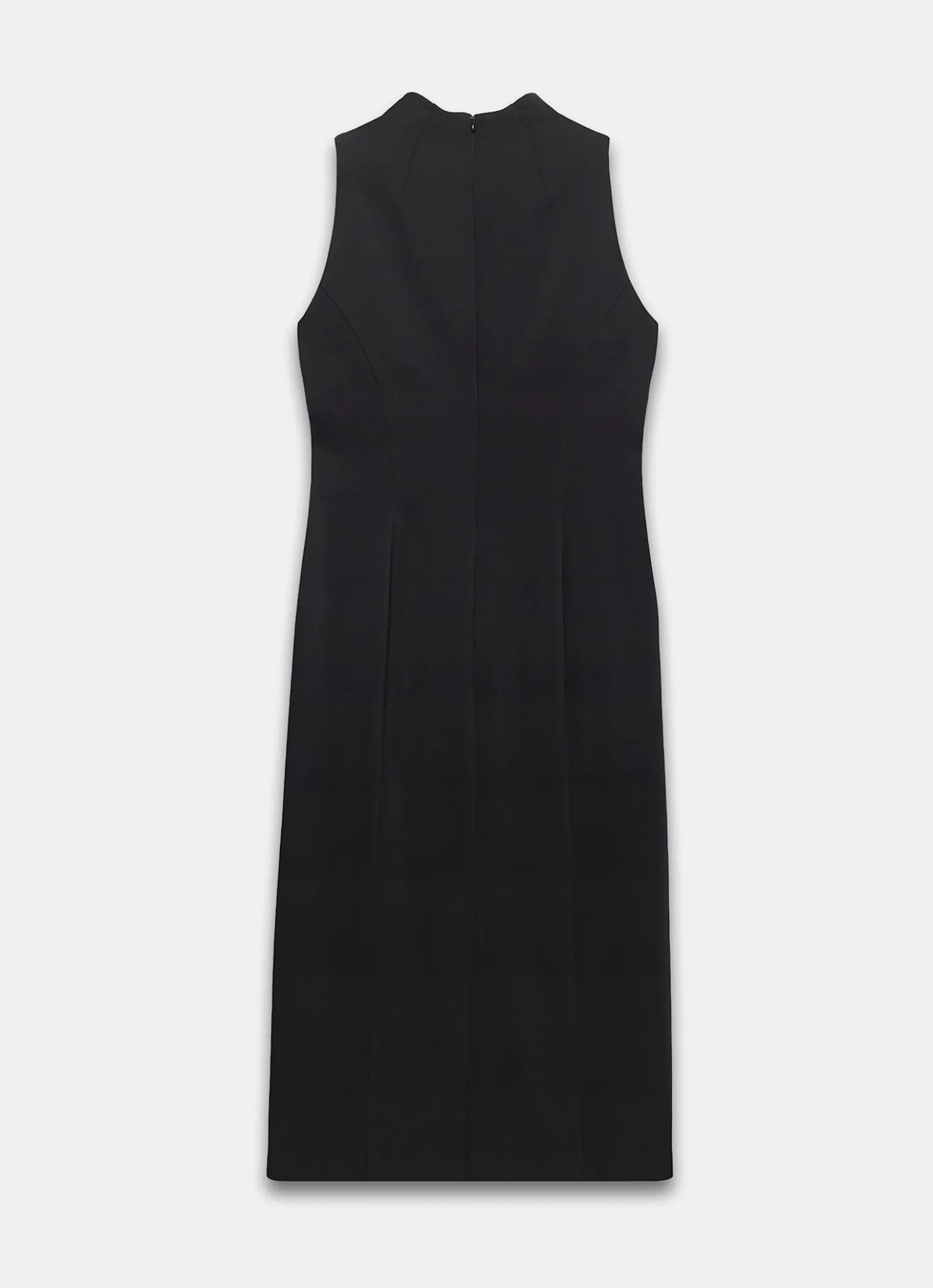 Black Sleeveless Fitted Midi Dress