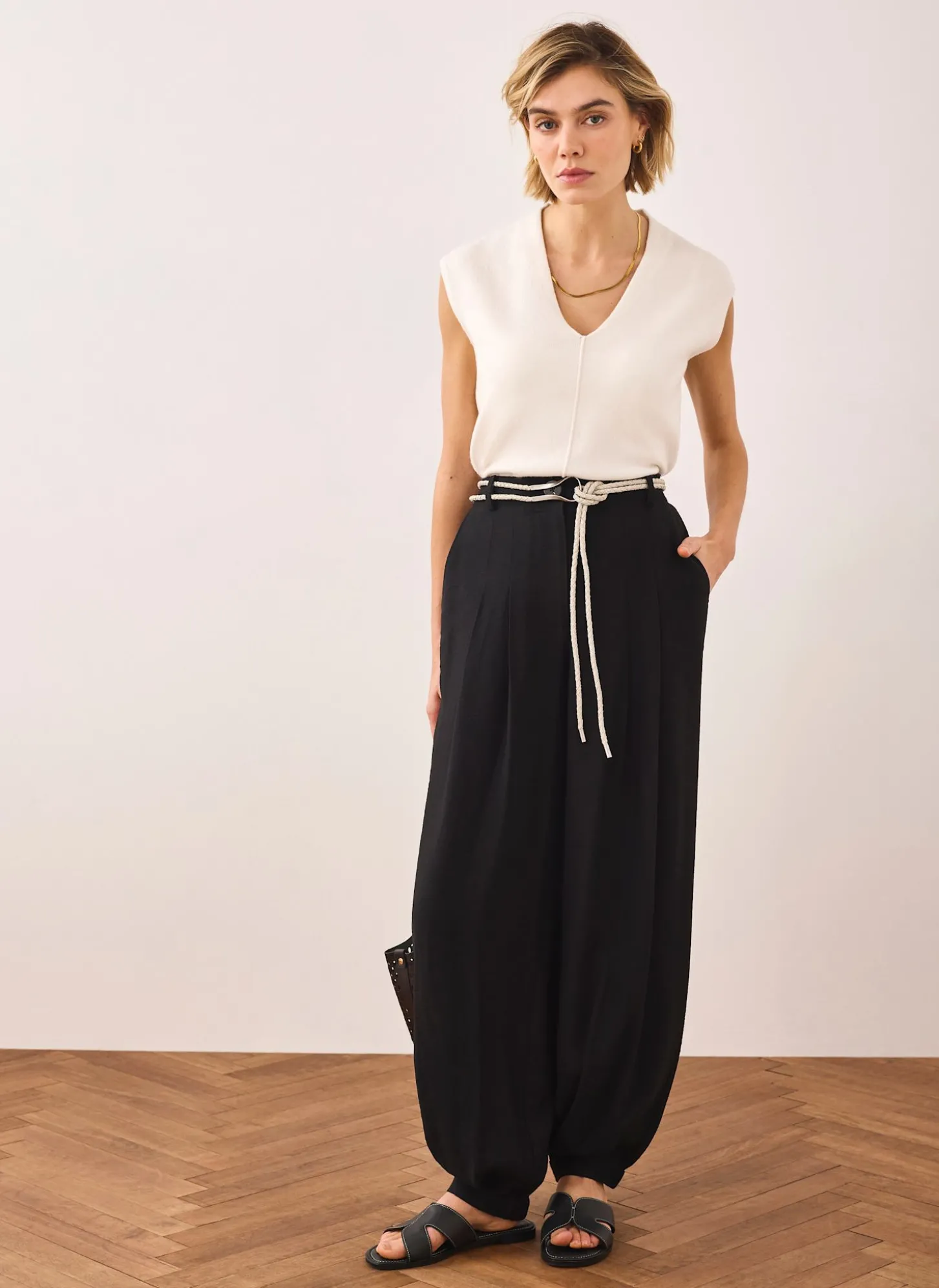 Black Soft Balloon Trousers