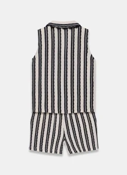 Black Stripe Beach Short Set