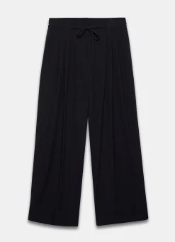 Black Tie Detail Wide Trousers