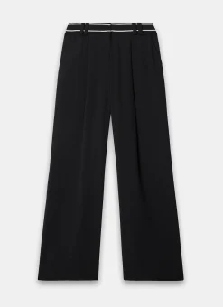 Black Waist Detail Wide Trousers