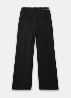 Black Waist Detail Wide Trousers