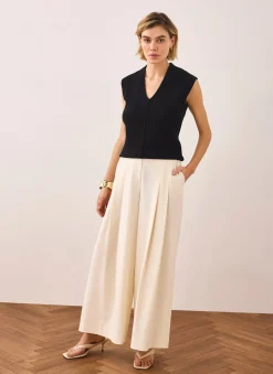 Black Wool Blend Sleeveless Knit Top
