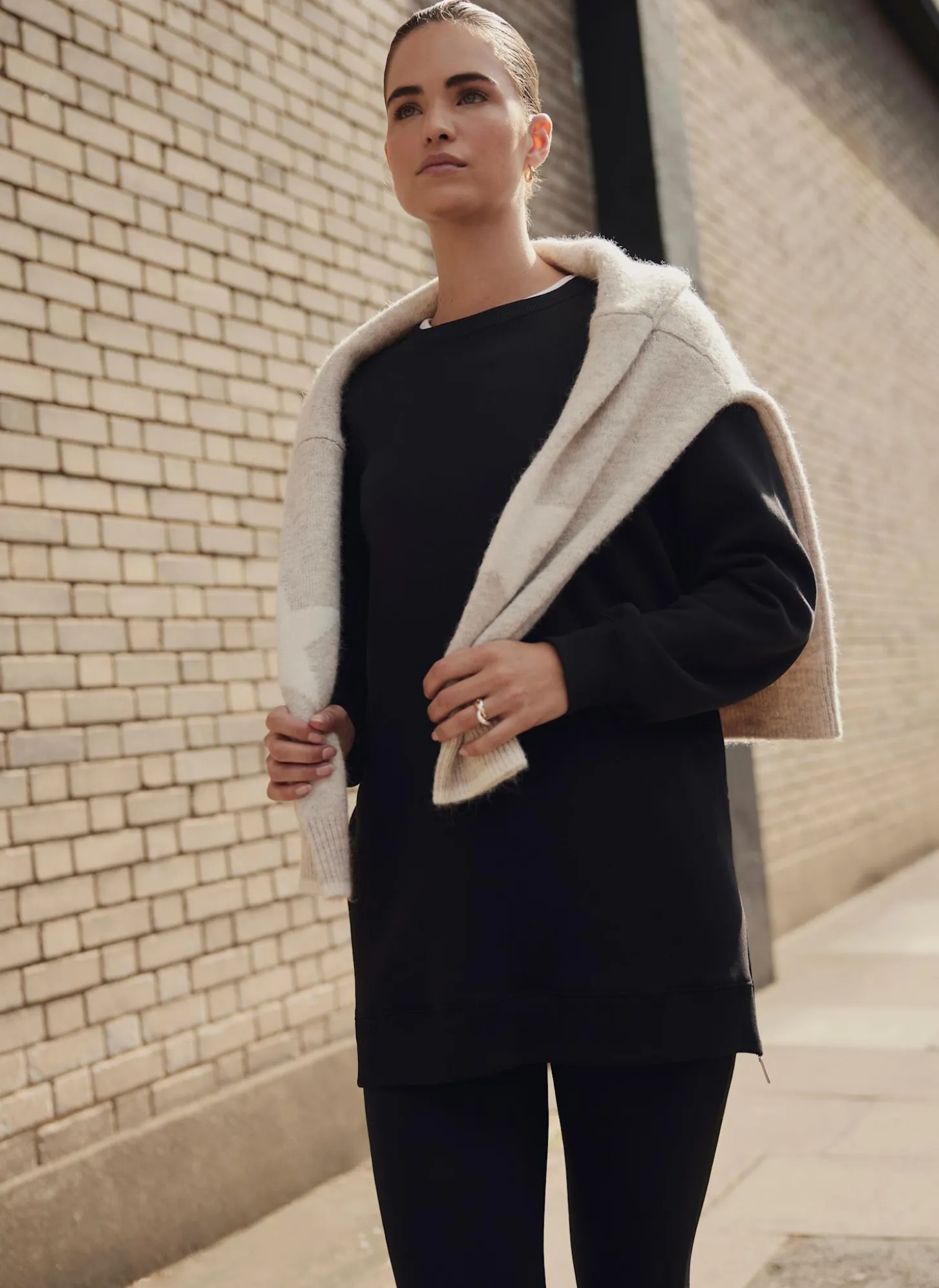 Black Zip Longline Sweatshirt