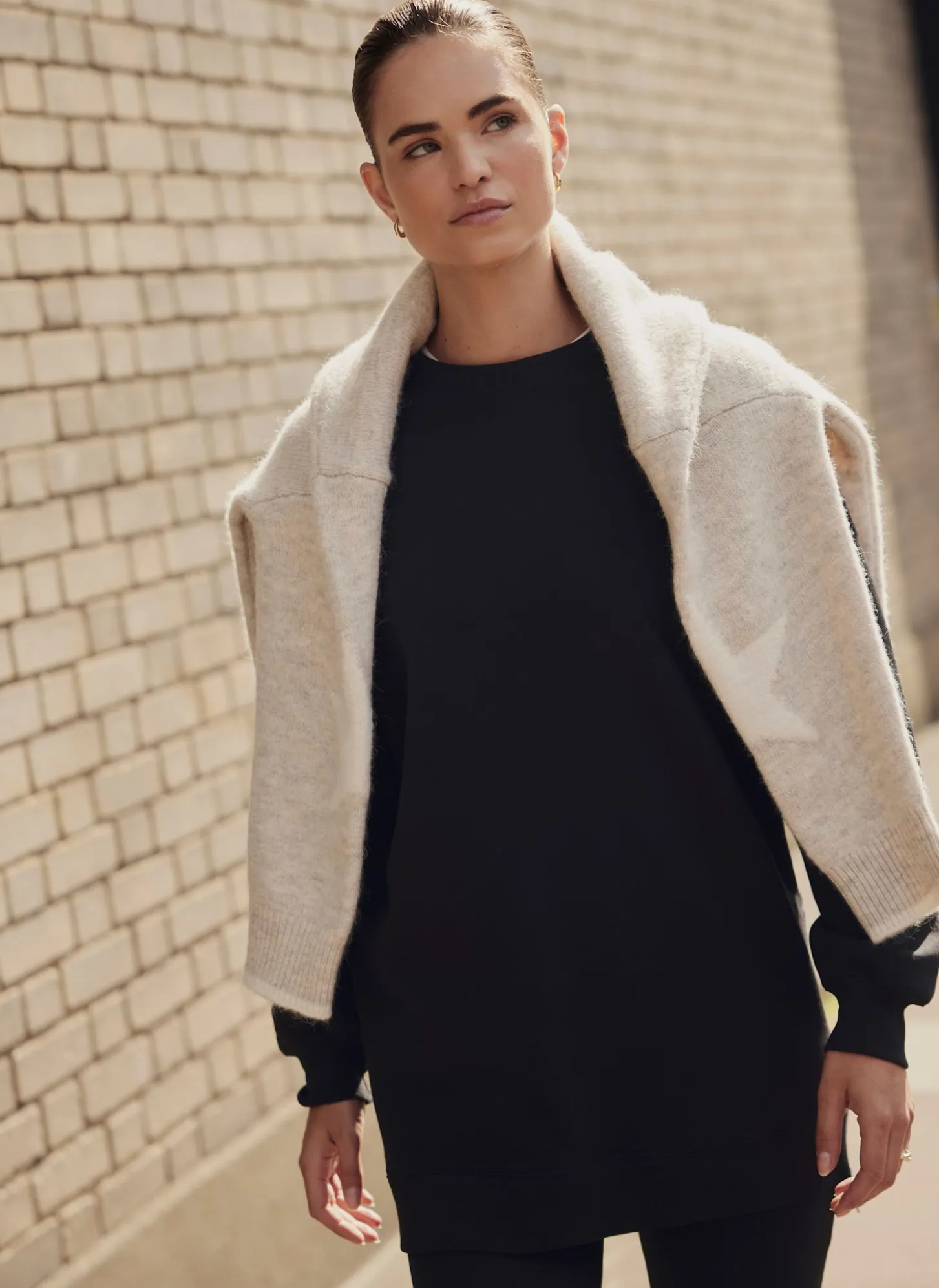 Black Zip Longline Sweatshirt