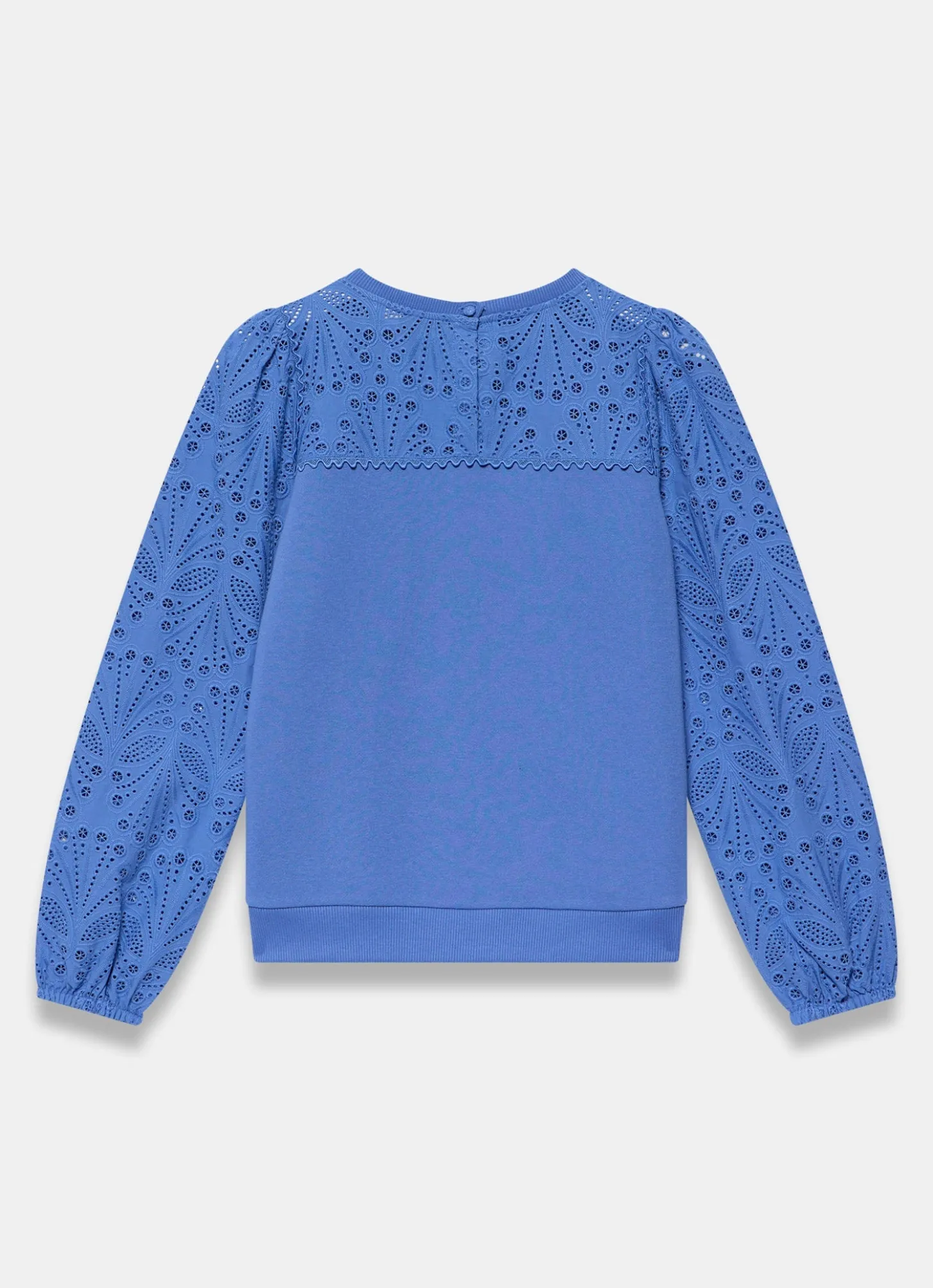Blue Cotton Blend Broderie Sweatshirt