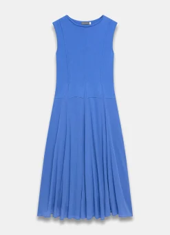 Blue Cotton Blend Drop Waist Maxi Dress